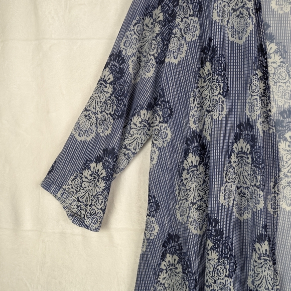 Fly Curvy Kimono Cover Up 2XL Blue White Floral Plus Size Cover-up - Picture 5 of 13